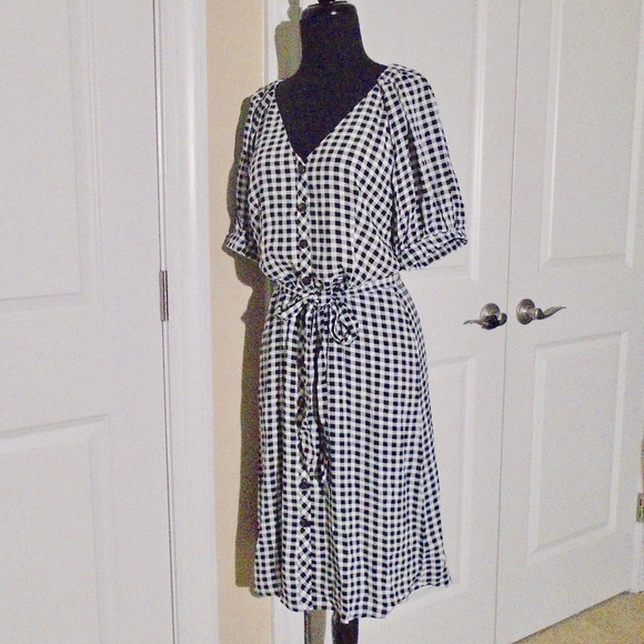 ANN TAYLOR NWT Gingham Belted Shirtdress 8P - Picture 7 of 9